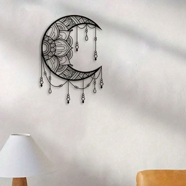 Black Iron Crescent Moon Wall Hanging — view 4