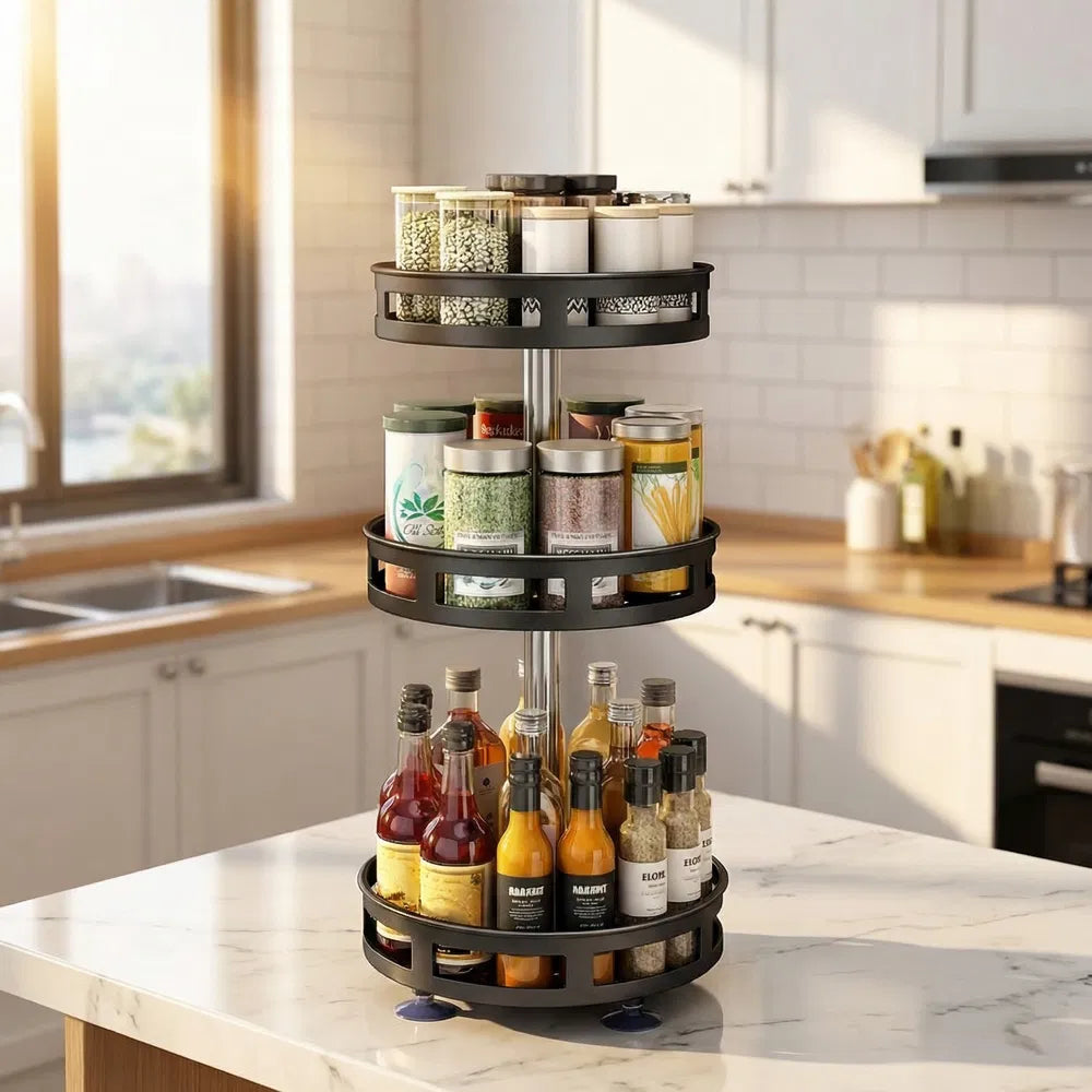 Black Three-Tier Rotating Spice Rack — view 6
