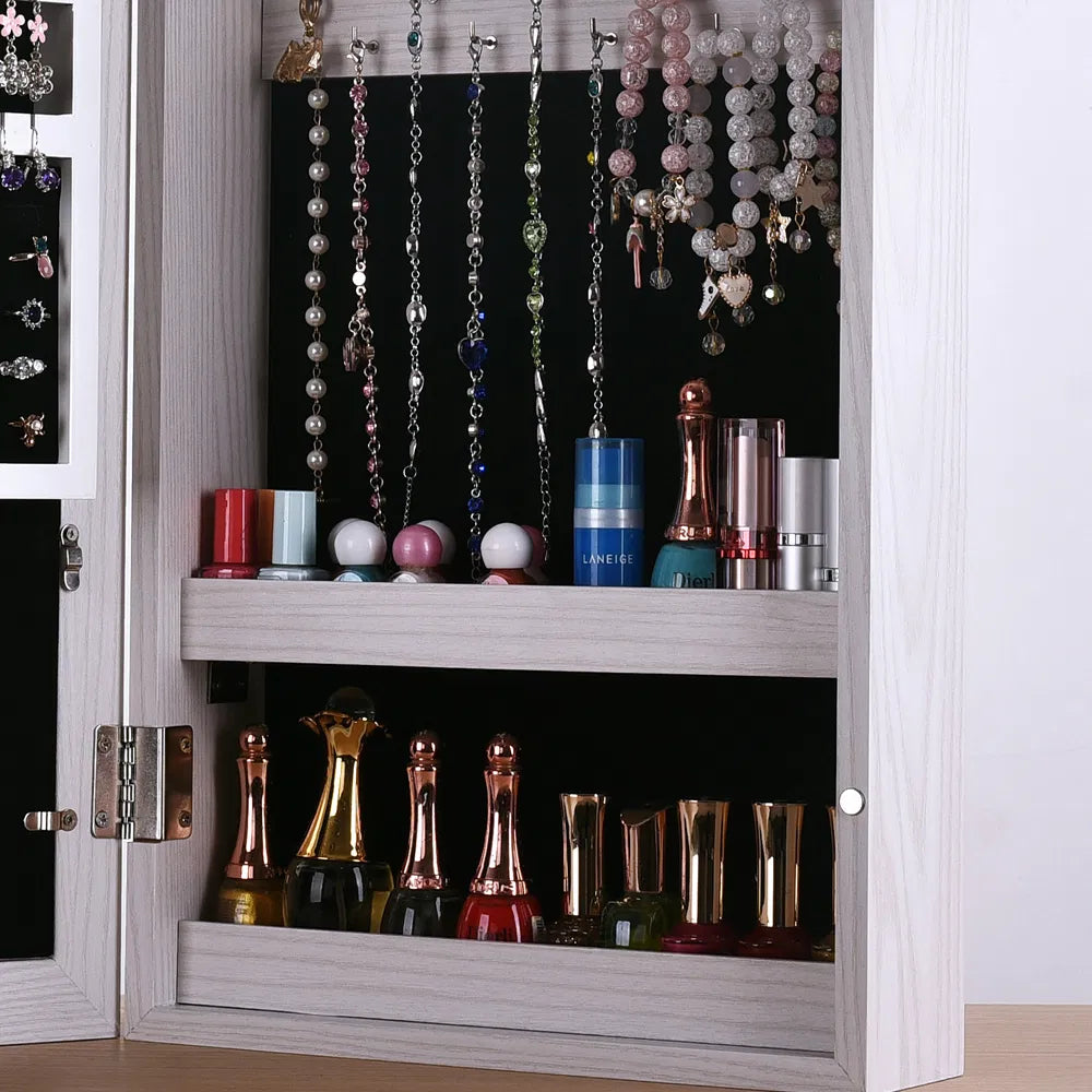 White Mirrored Jewelry Cabinet — Wall or Door Mount — view 4