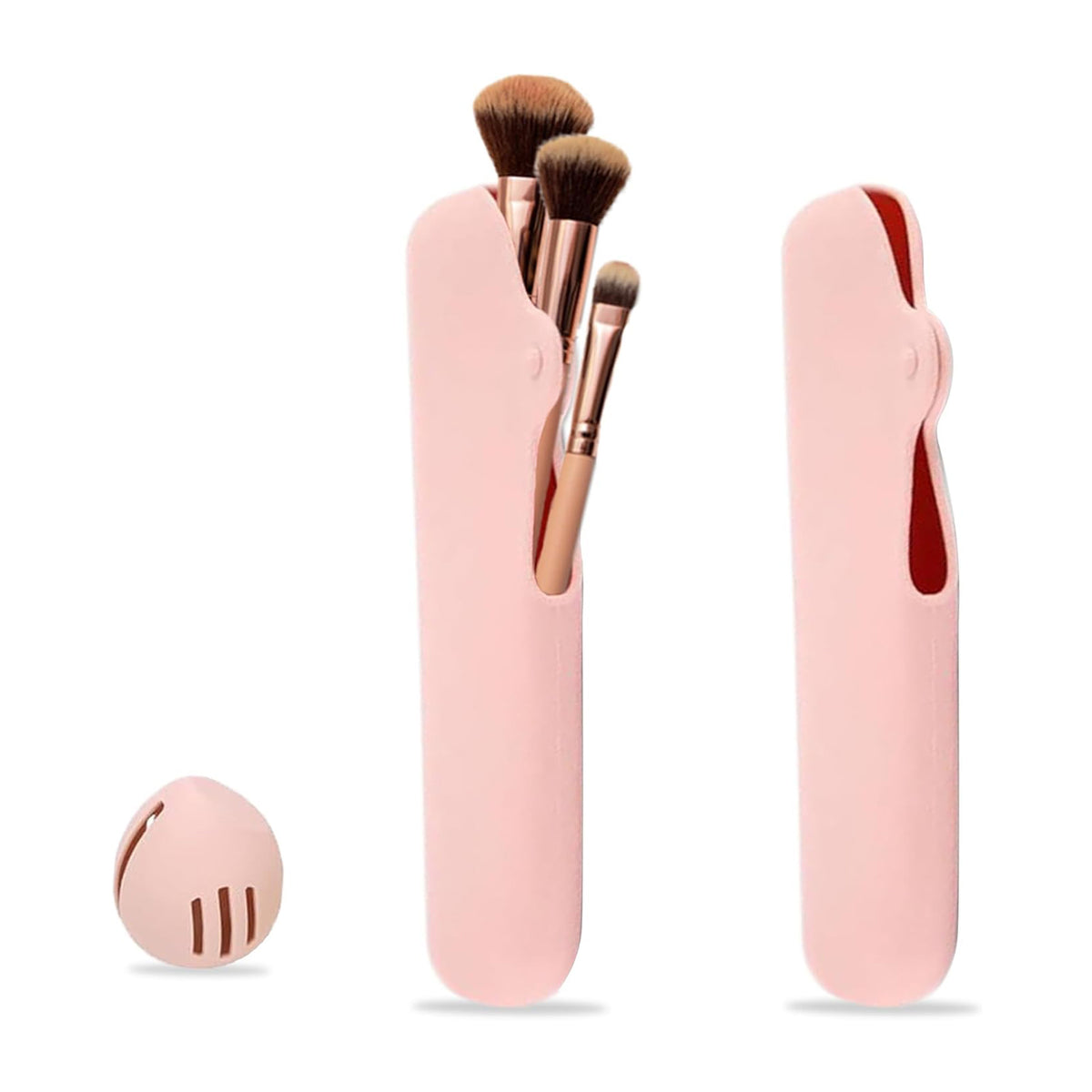 Pink Silicone Makeup Brush Travel Case