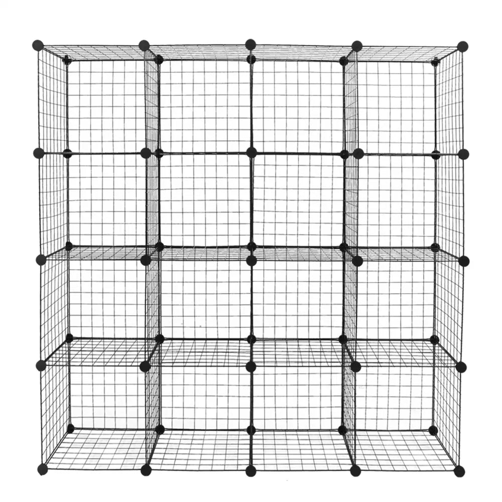 Black 16-Cube Modular Wire Storage Shelves — view 4