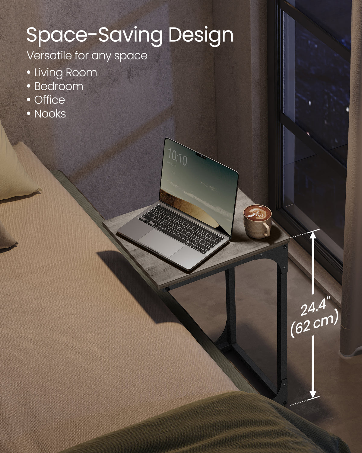 Greige C-Shaped Sofa Side Table — view 2
