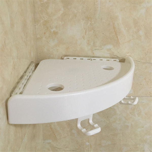 White Corner Shelf with Hooks