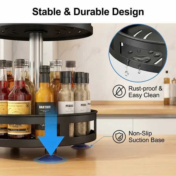Black Three-Tier Rotating Spice Rack — view 3