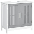 Gray and White Pedestal Sink Storage Cabinet — view 9