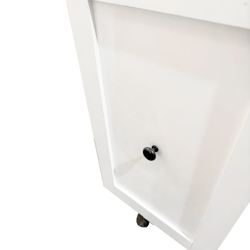 White Rolling Pantry Cabinet with Pull-Out Storage — view 5
