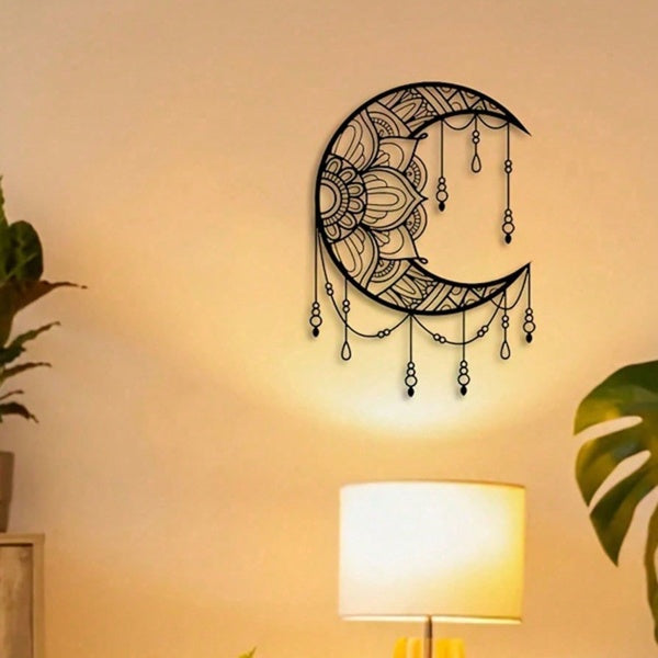 Black Iron Crescent Moon Wall Hanging — view 6