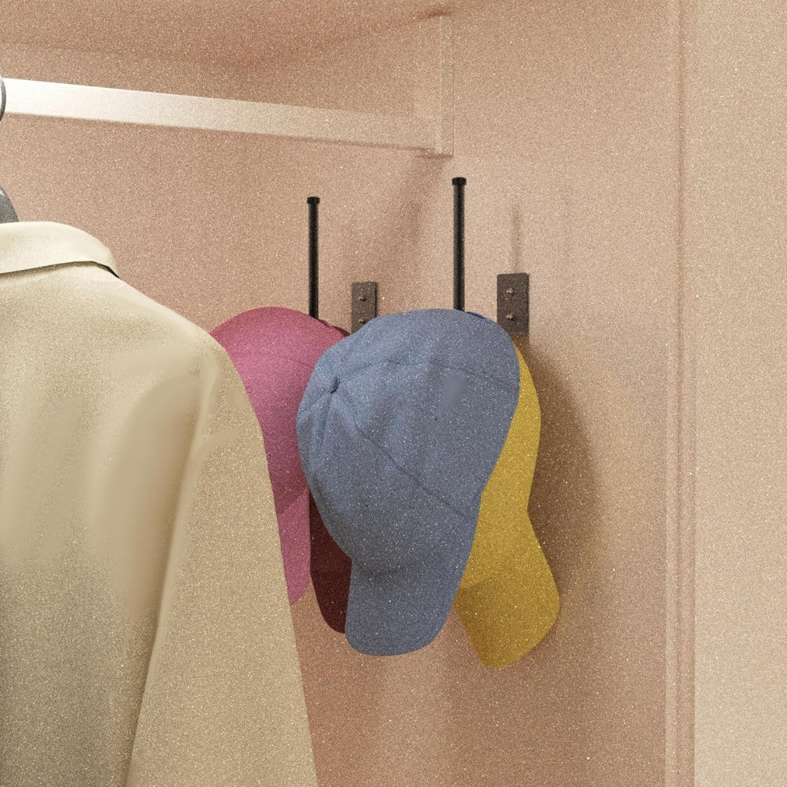 Black Steel Baseball Cap Holders — Set of 2 — view 5