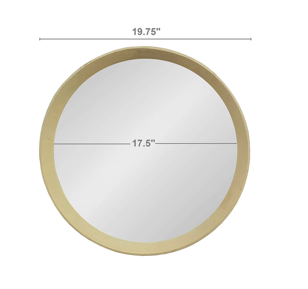 Cream Mango-Wood Round Wall Mirror — view 5