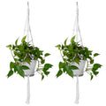 White Macrame Plant Hangers, Set of Two — view 1
