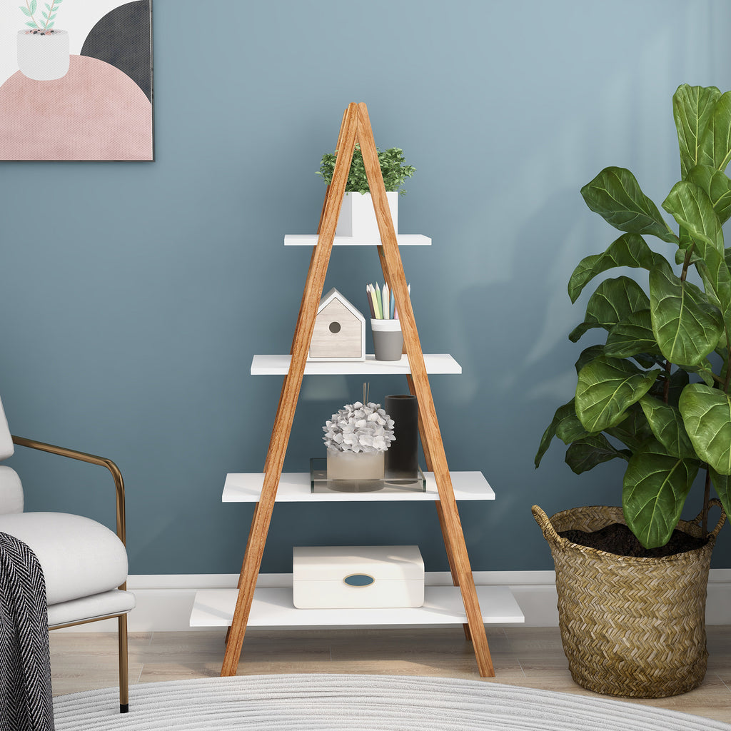 White A-Frame Ladder Display Bookshelf — view 5
