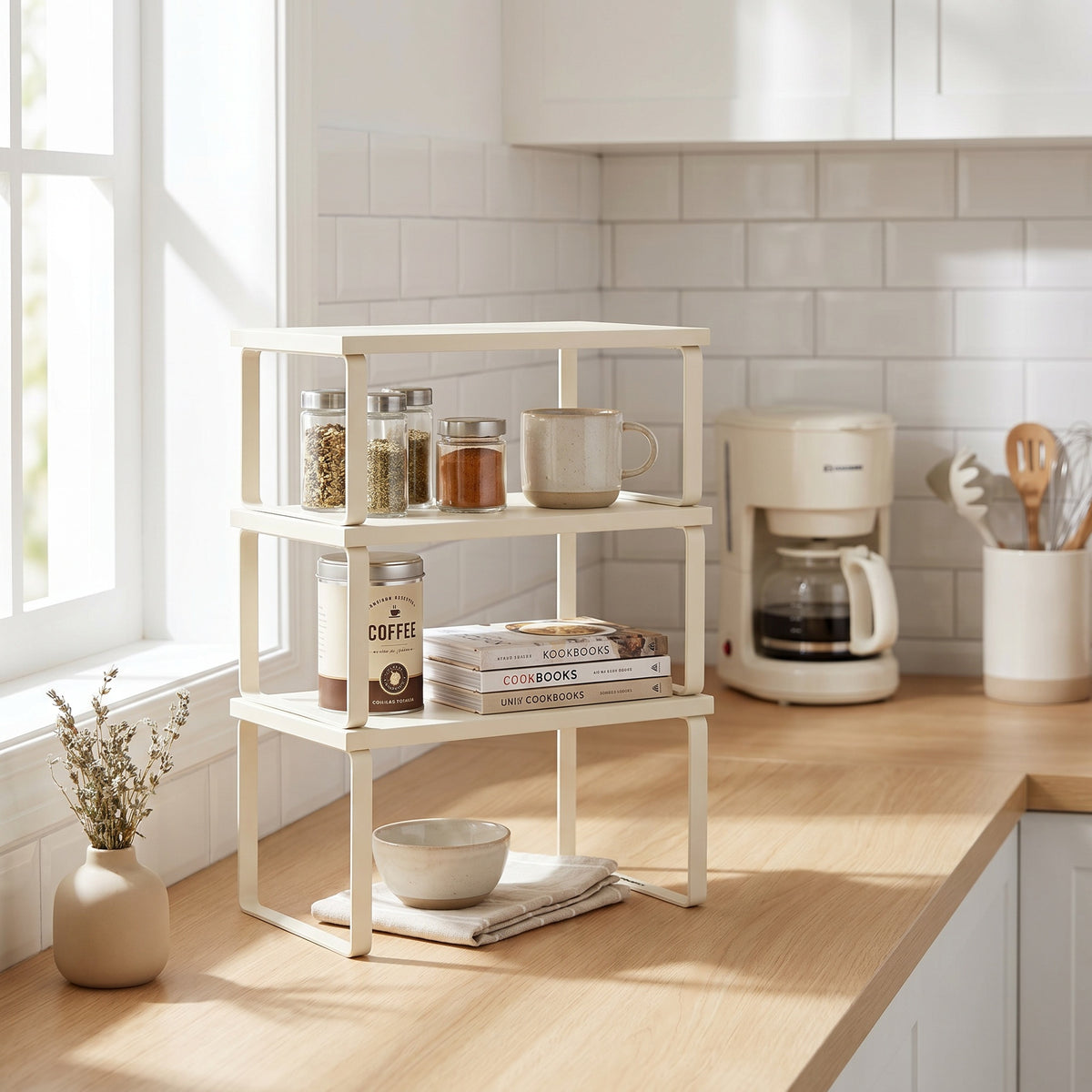 White Stackable Cabinet Shelf Risers — Set of 3 — view 2