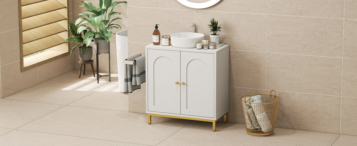 White Arched-Door Under-Sink Cabinet — view 1
