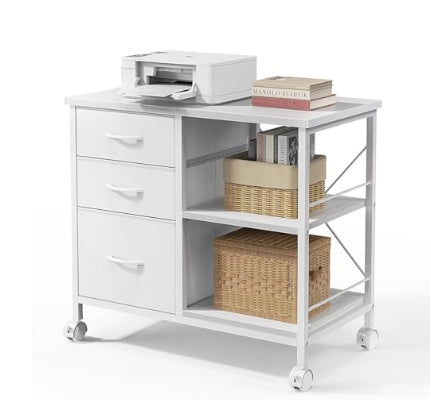 Rolling Printer Stand with Three Fabric Drawers — view 3