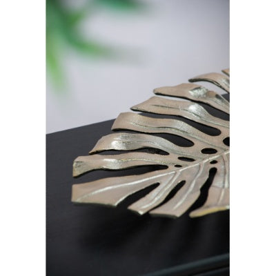 Gold-Tone Aluminum Monstera Leaf Wall Decor — view 3
