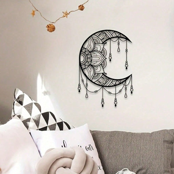 Black Iron Crescent Moon Wall Hanging — view 8
