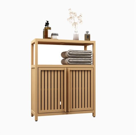Natural Bamboo Cabinet with Slatted Doors — view 5