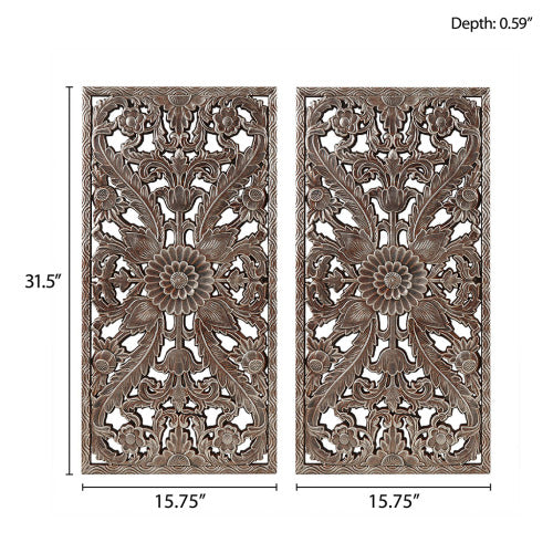 Carved Botanical Wall Panels, Set of 2 — view 9
