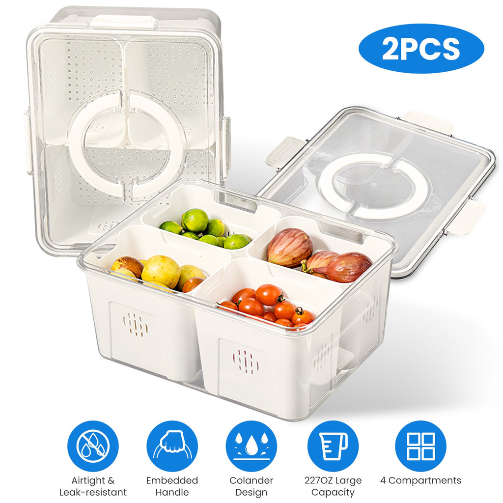 Divided Produce Containers with Colanders — Set of 2 — view 1